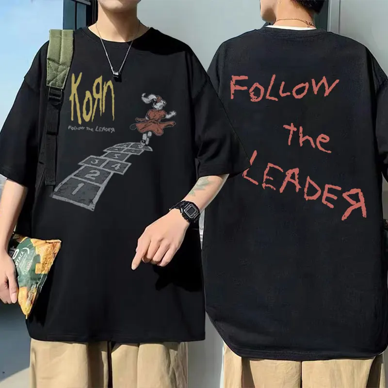 

Rock Band Korn Follow The Leader Graphics T-shirt Men Women Retro Gothic Metal T-shirts Men's Clothing Casual Oversized T Shirts