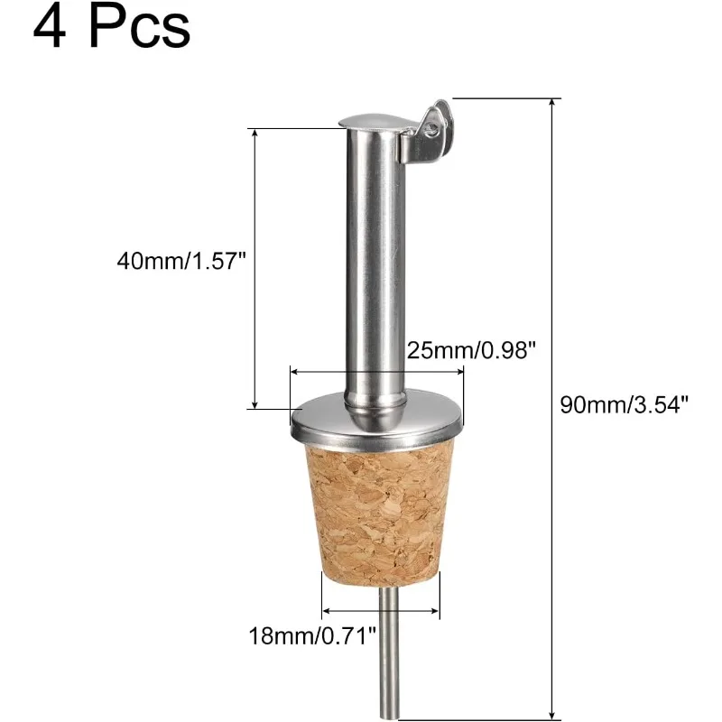 Edelstahl-Flaschenausgießer, automatisch umklappbarer Olivenöl-Ausgießer, Weinflaschenstopper im Kork-Design, für Porenflüssigkeit, Olivenöl, Wein – Detail 2