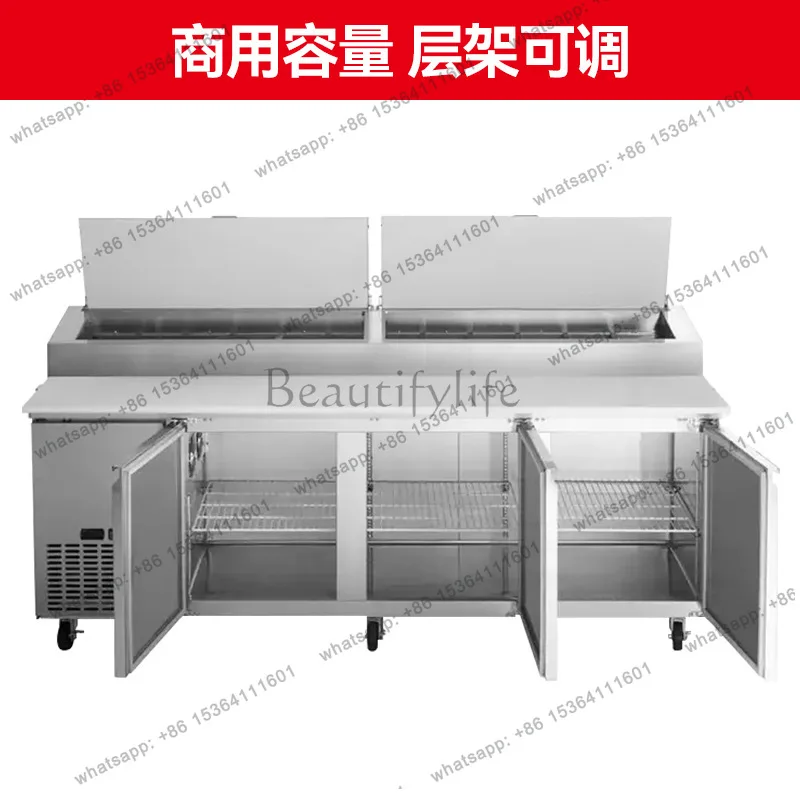 LS air-cooled pizza sprinkling refrigerated workbench fresh-keeping table salad console display cabinet refrigerator