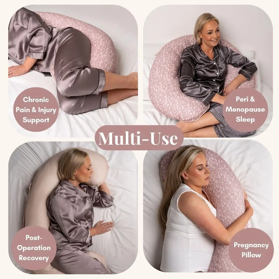 Almofada de Maternidade em Forma de C de 55 Polegadas com Capa Refrescante para Dormir de Lado, Suporte e Conforto para o Corpo Inteiro