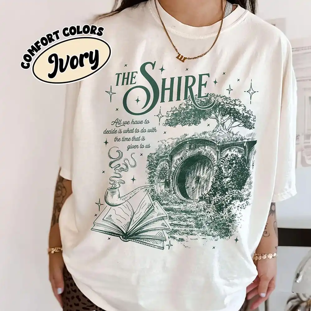 Camiseta Unisex The Shire LOTR cómoda para fanáticos, amantes de los libros de fantasía, divertida camiseta de segundo desayuno, sudadera divertida, ropa de calle