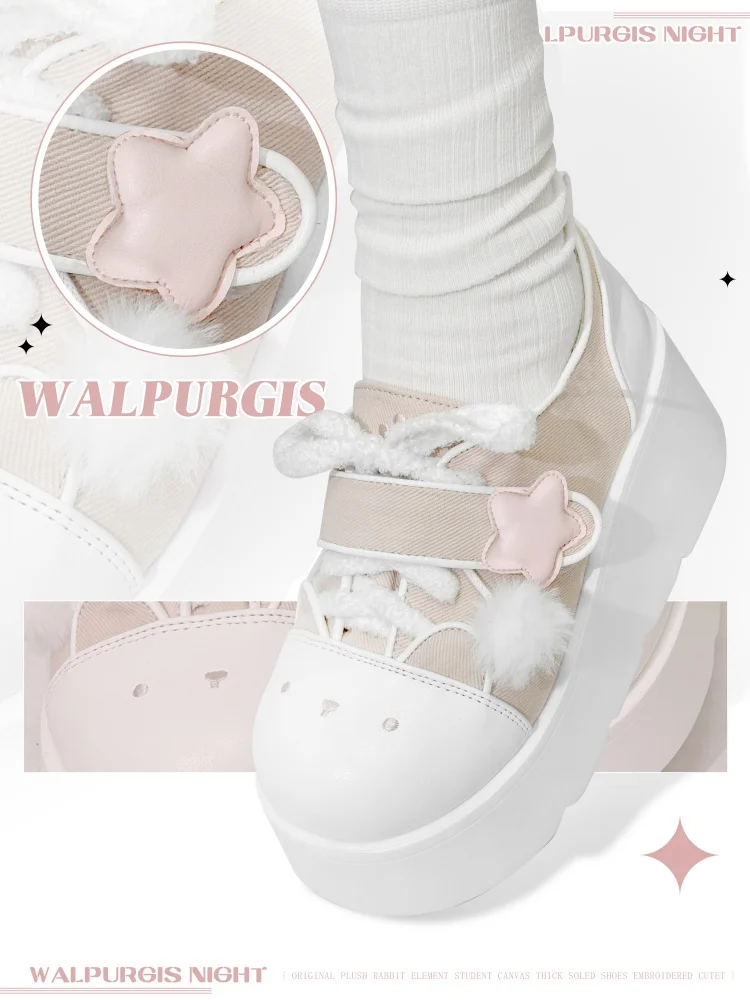 Witch Night รองเท้าเดี่ยวเด็กผู้หญิงแบบออริจินอล Y2k subculture ใช้งานได้หลากหลายรองเท้าผ้าใบส้นหนาโลลิต้าน่ารักรองเท้าโลลิตา