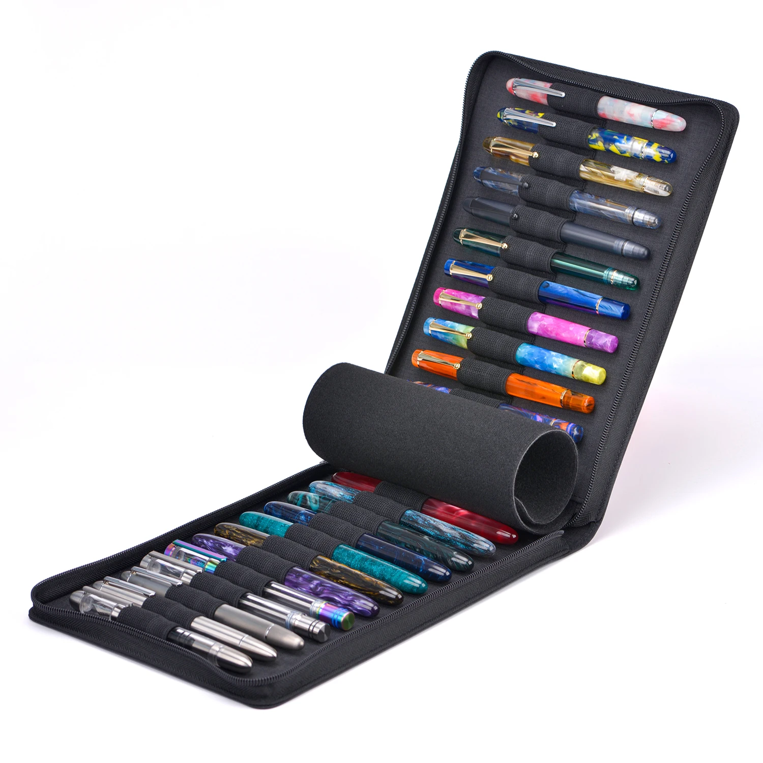 Black Asvine 24 Slots Fountain Pen Case Organizer Bag - Premium Waterproof Canvas Pen Display Holder