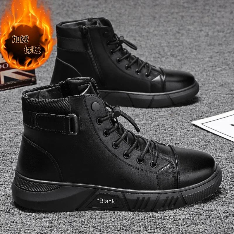Large Men's Snow Boots Winter Fleece Warm Cotton Shoes Non-Slip Outdoor Ankle Boots 2026