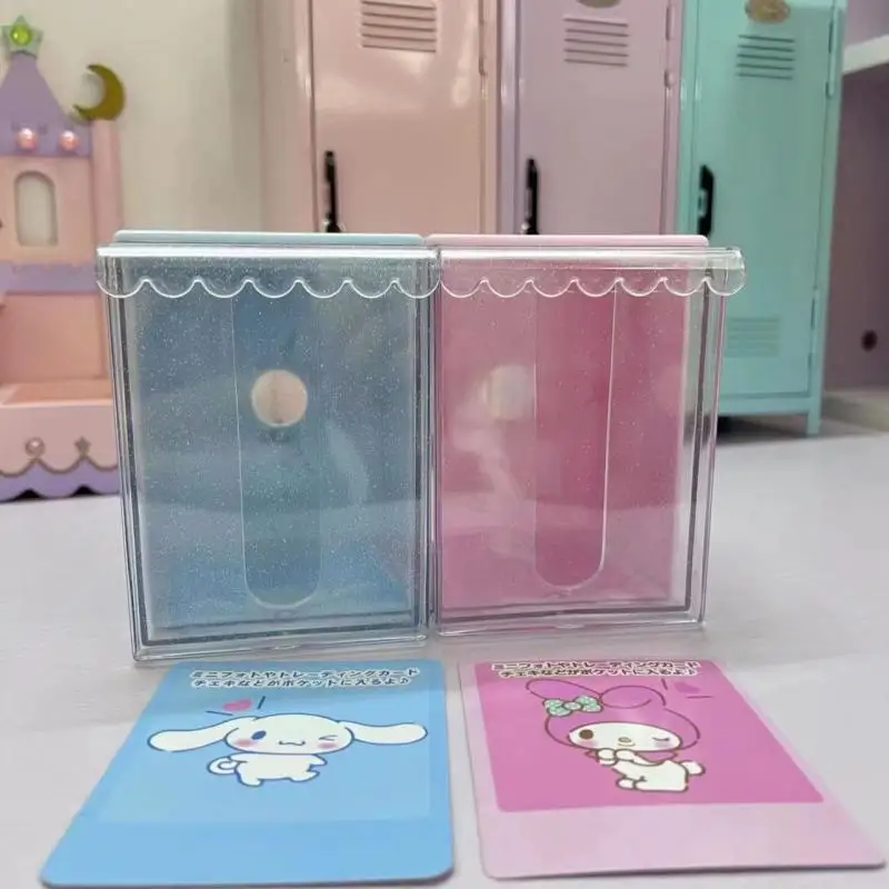 

Sanrio Mymelody Cinnamoroll Cute Girls' Jewelry Transparent Storage Box Folding Card Storage Box Desktop Small Items Storage Box