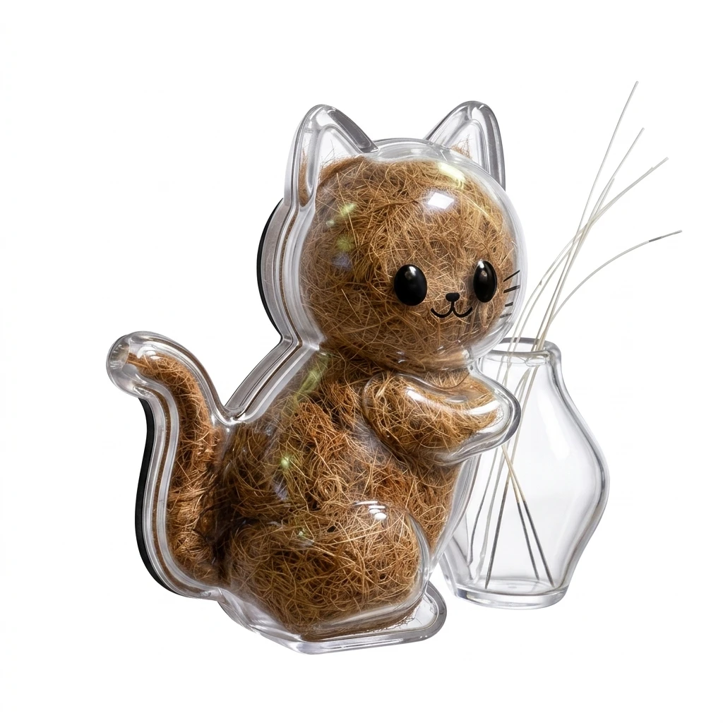 Cute Pet Hair Keepsake Box Transparent Whisker Preserver for Memorial Gift Cat Shape Magnetic Fridge Magnet Storage Case