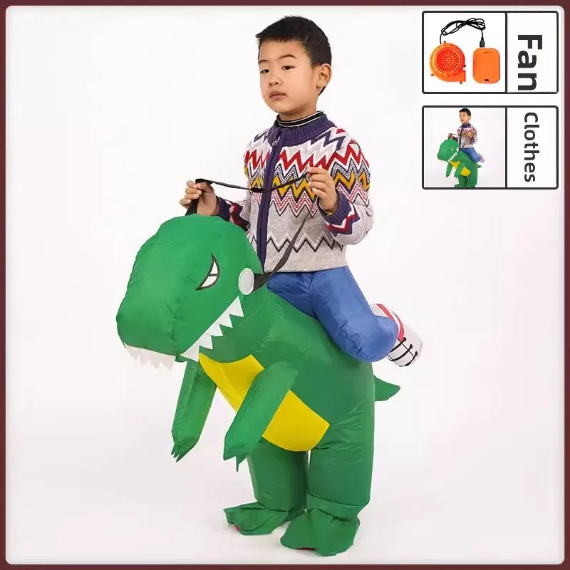 Costume de dinosaure Iatable, tenue de cavalier pour enfants, vêtements de spectacle d'halloween de marionnette, tenue d'extérieur pour enfants décalées