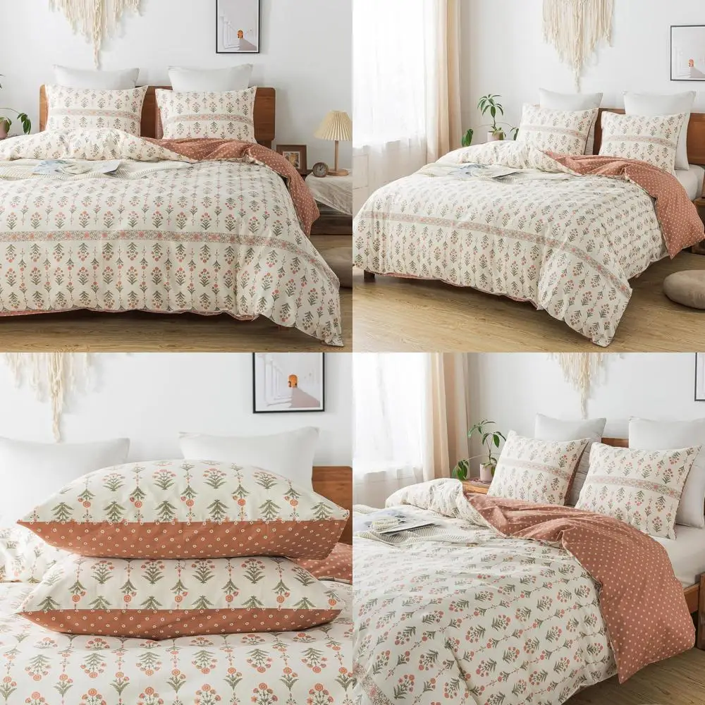 

Комплект дышащих хлопковых пододеяльников с цветочным принтом — одеяло из трех предметов с застежкой-молнией и угловыми завязками для постельного белья