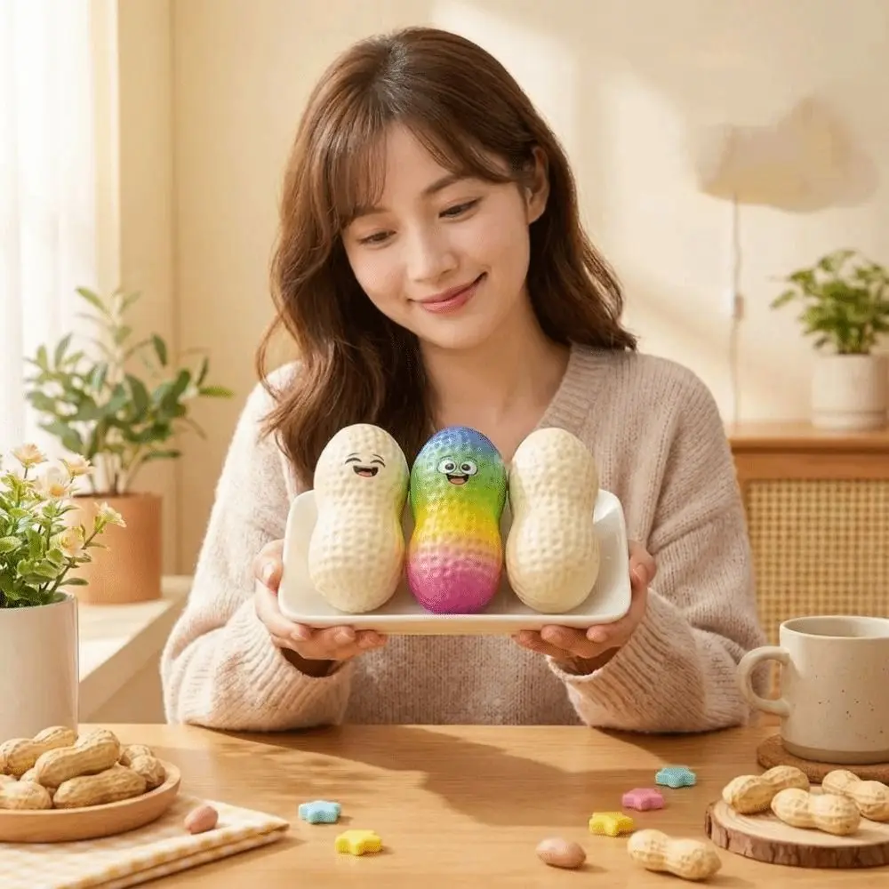 12pcs Kneading Realistic Peanut Squeeze Sludge Texture Slow Rebound Peanut Pinch Le PU Decompression Stress Relief Office