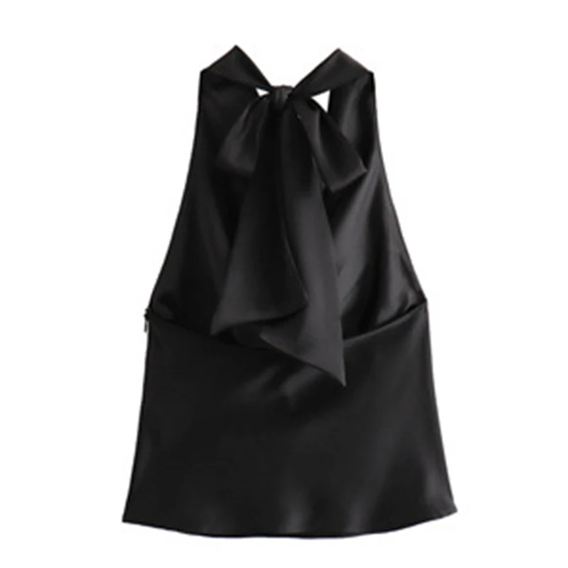 Women's flowing hanging camisole vest, bow, backless, sleeveless, women's vest, sexy, fashionable