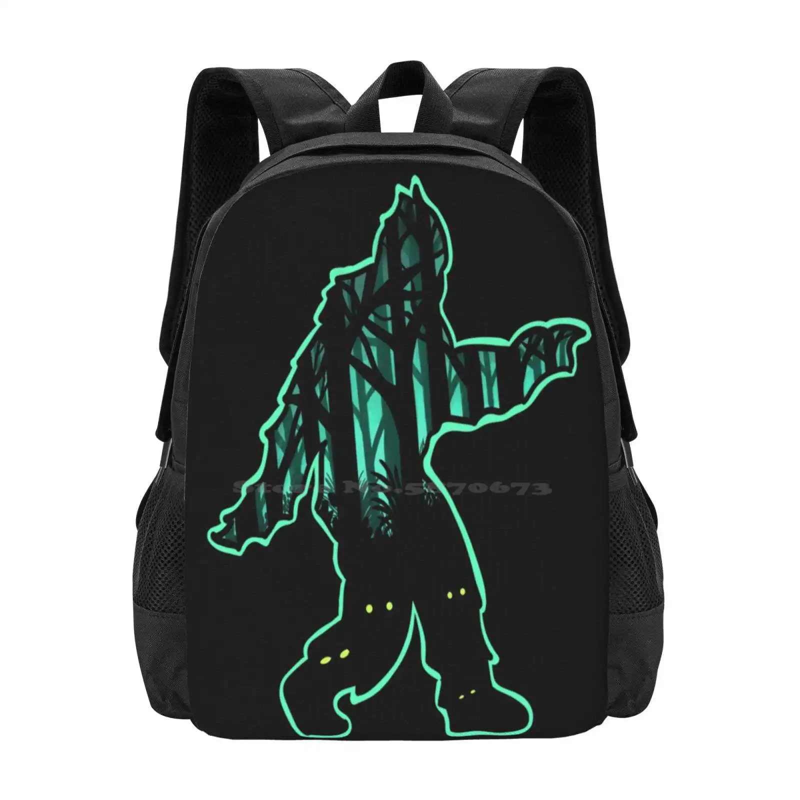 Bigfoot Sasquatch Nocturnal Creatures Pattern Design Laptop Travel School Bags Bigfoot Sasquatch Squatching Cryptid Nocturnal