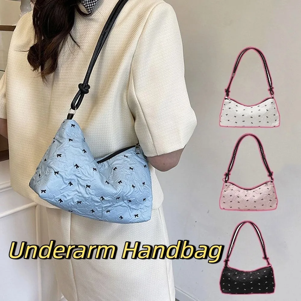 

Trendy Korean Style Bowknot Shoulder Bag Versatile Sweet Underarm Handbag Lightweight Leisure Women's Armpit Bag Daily