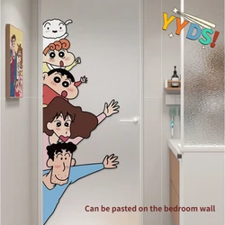 Ins style Crayon Shin chan Wall Stickers Cute and Funny Cartoon Anime Glass Window Stickers Shop Decoration Door Stickers