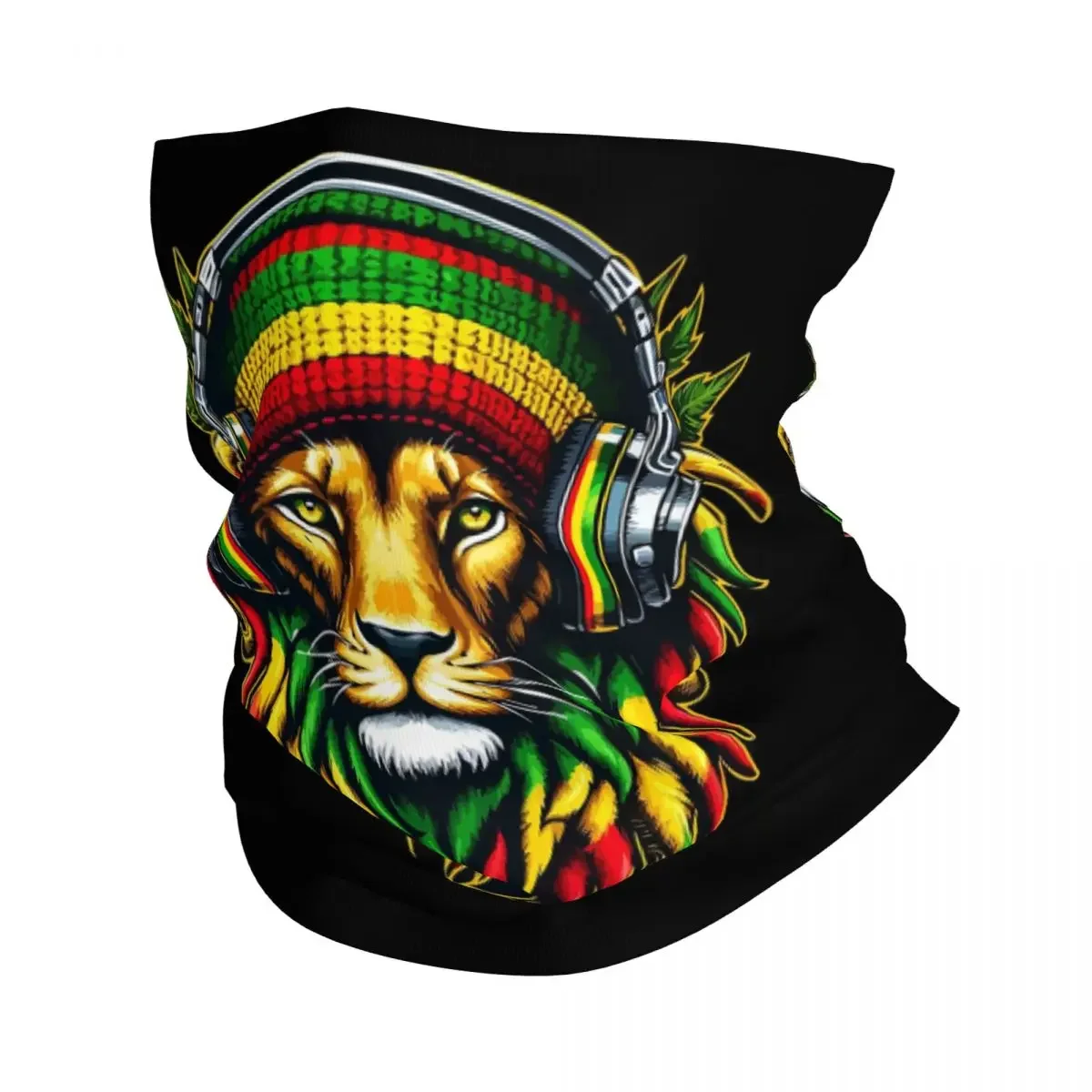 Lion Of Judah Rasta Jamaican Reggae Bandana Neck Cover Printed Wrap Scarf Multi-use Cycling Scarf Running Unisex Adult Winter