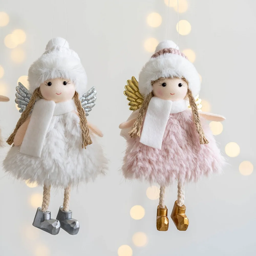 2024 New Year Gift White Pink Christmas Angel Doll Tree Ornament Xmas Decoration for Home Natal Navidad Cute Holiday Gift Decor