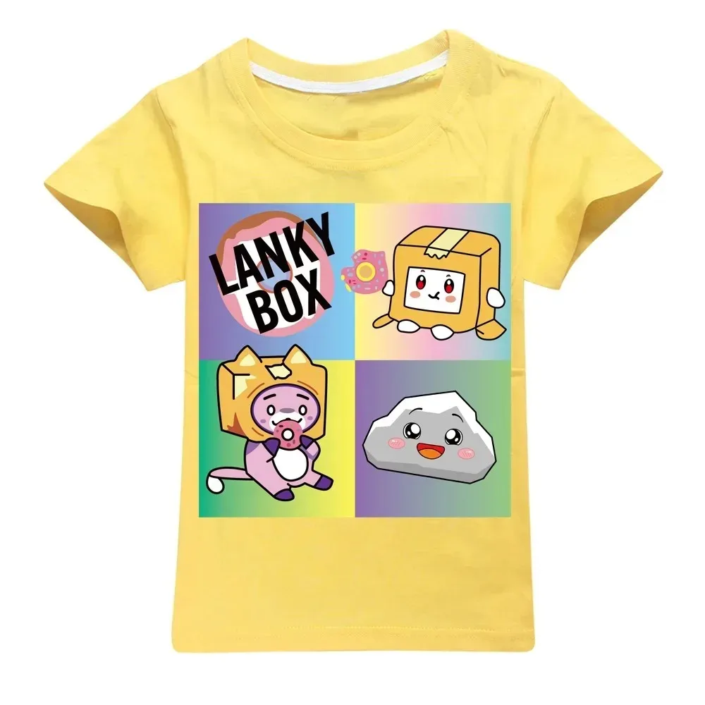 Kawaii Boys T-shirt Cartoon Lanky Box Cute Print Short Sleeve Girls Clothes Summer Casual Fashion Funny Cotton Children Tops Tee