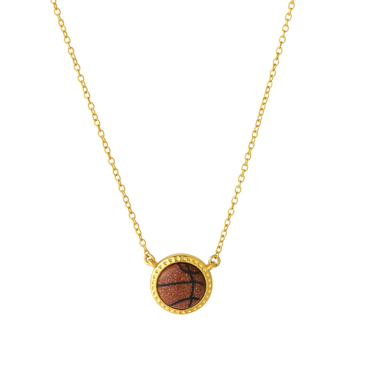 

HQ Original Ks Sportystyle Resin Women Basketball Necklace in Metal 18k Gold Plated Fashion Jewelry