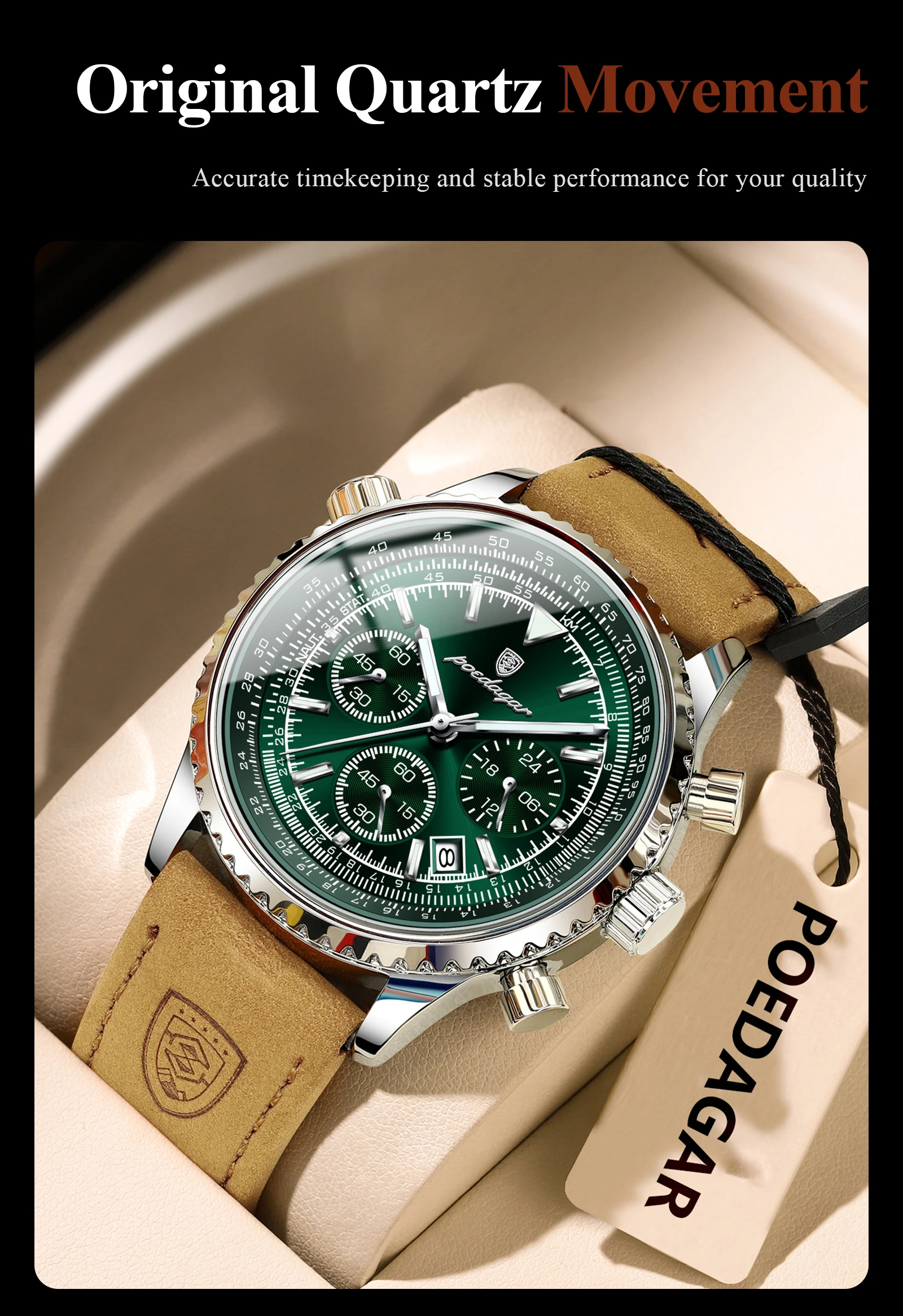 POEDAGAR Luxus Business herren Uhr Wasserdicht Leucht Datum Chronograph Leder Mann Uhr Mode Quarz Uhren Für Männer Reloj – Detail 7