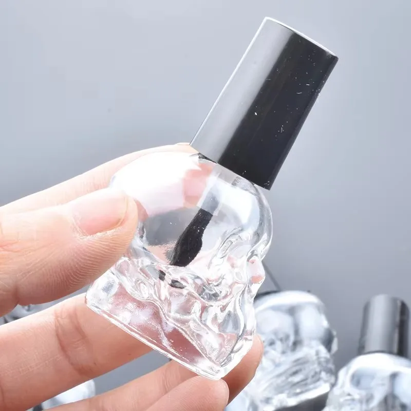 20 peças 10ml transparente vazio esmalte de vidro garrafa recarregável com escova pequenas recipientes cosméticos de maquiagem para viagem