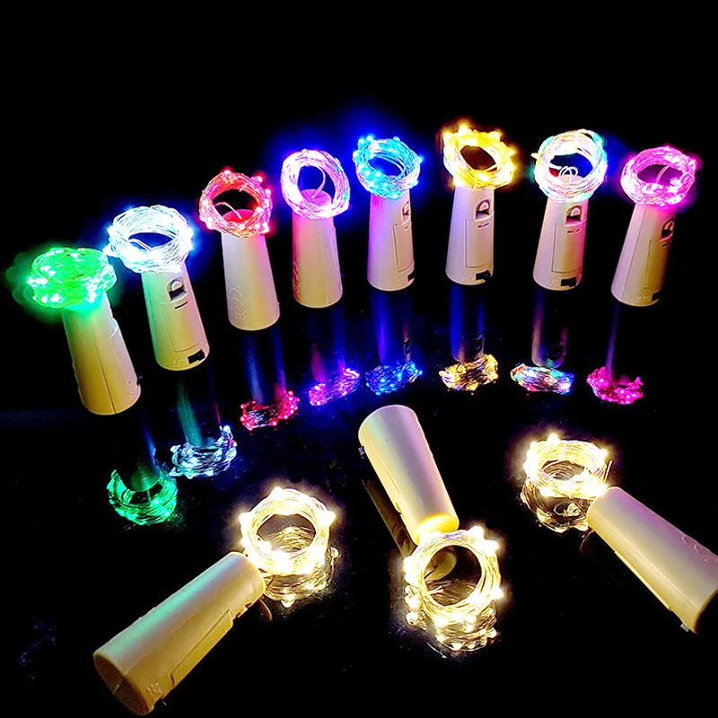 3Pcs Wine Cork 20LEDS Bar Birthday Party Wedding Celebration Holiday Christmas Party AG13 Button Battery 2M With 3 Batteries