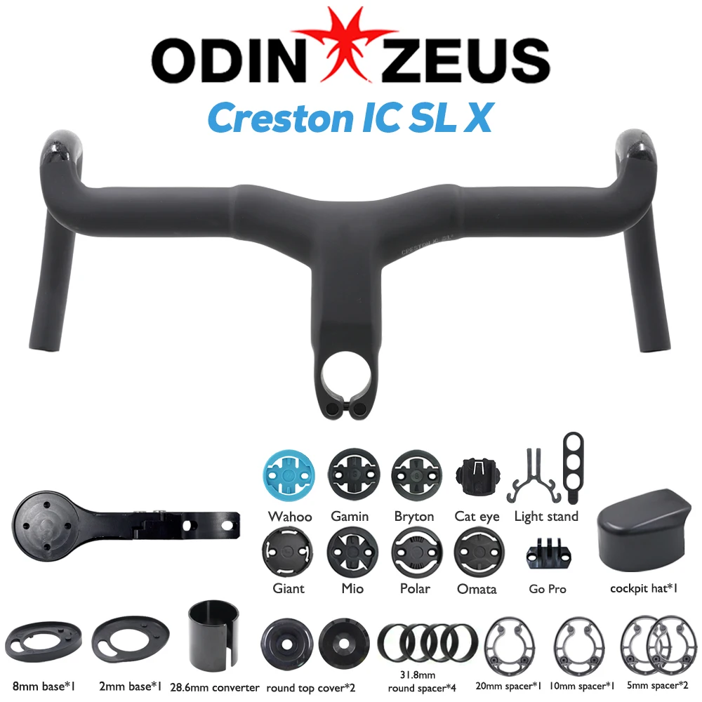 ODINZEUS Creston IC SL X Gravel Handlebars, Carbon Fiber Road Handlebars, For SCOTT Addict Gravel, 16° Flare,Bicycle Accessories