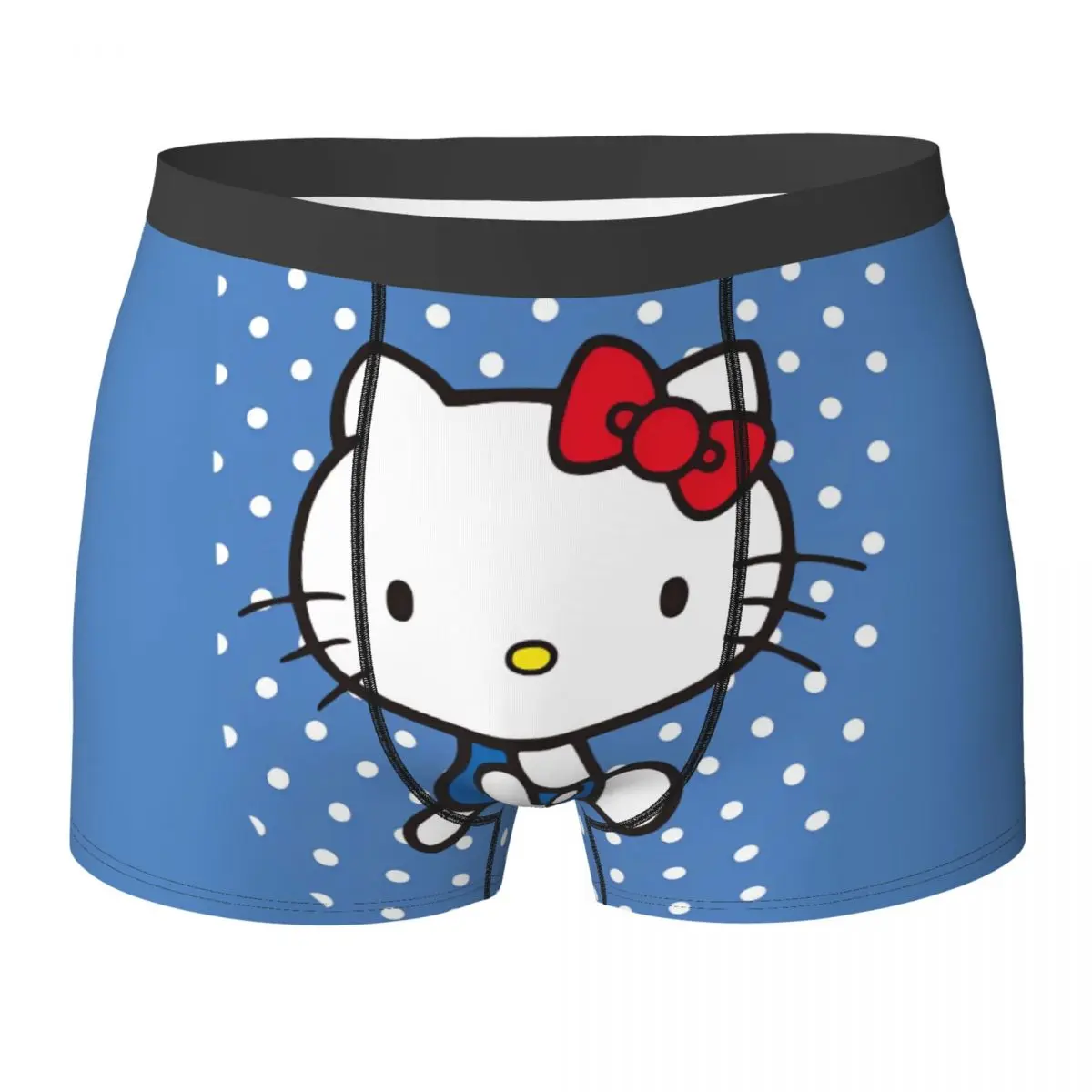 

Kawaii Hello Kitty нижнее белье милые мужские шорты с героями мультфильмов, дышащие боксеры, популярные сублимационные трусы большого размера