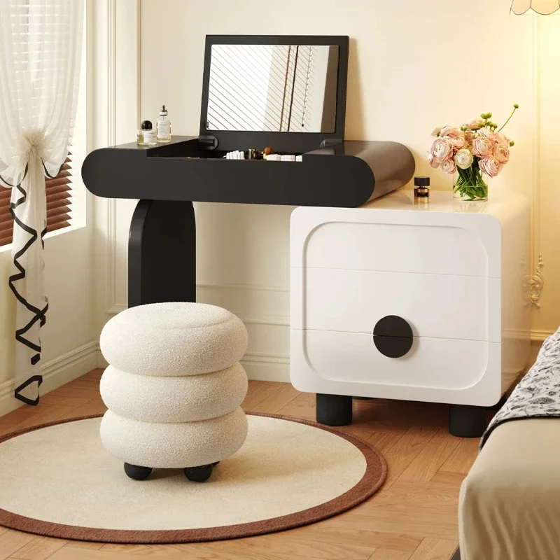 Bedside Vintage Dressing Table Mirror Bedroom Compact Chest Vanity Makeup Desk Seat Black Schminktisch Mid Century Furniture
