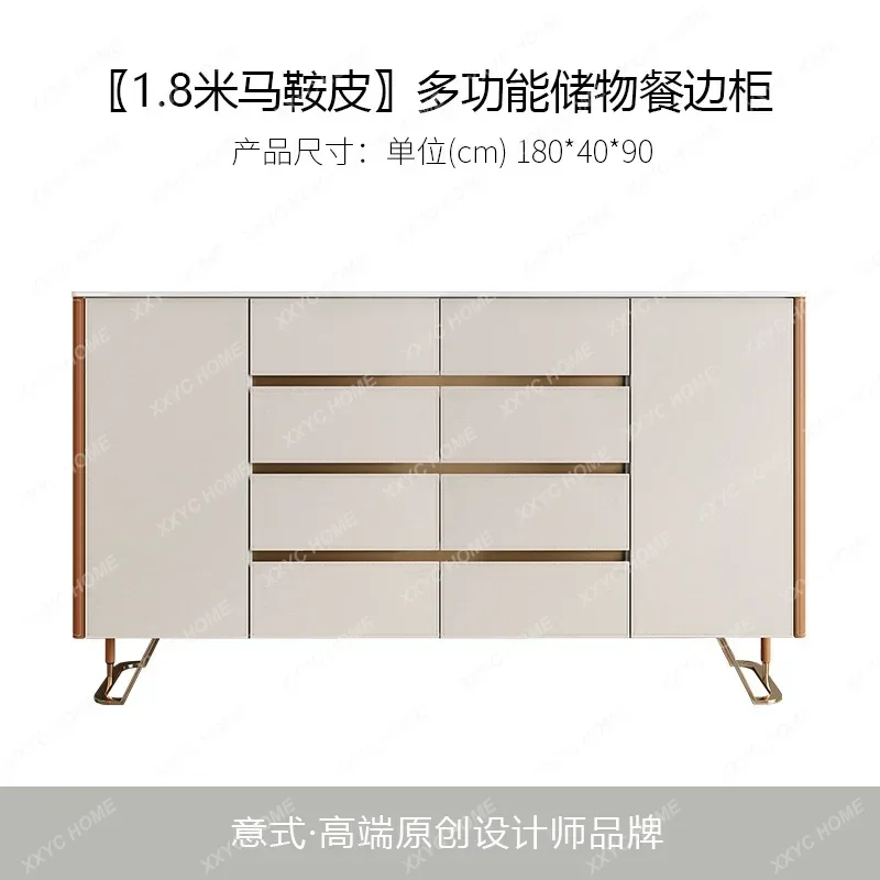 HHLight luxury saddle leather dining side cabinet living room home wall locker porch partition cabinet solid wood