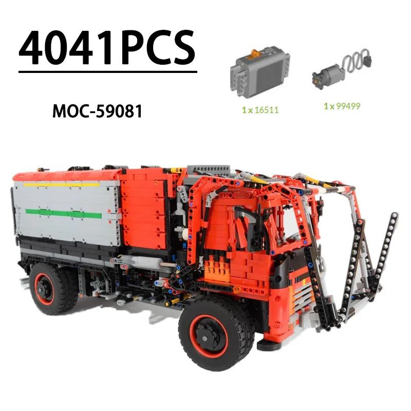 MOC-59081 Building Block Front Loader Garbage Truck 42082 Model Display 1609Pieces Children Birthday Christmas New Year Toy Gift