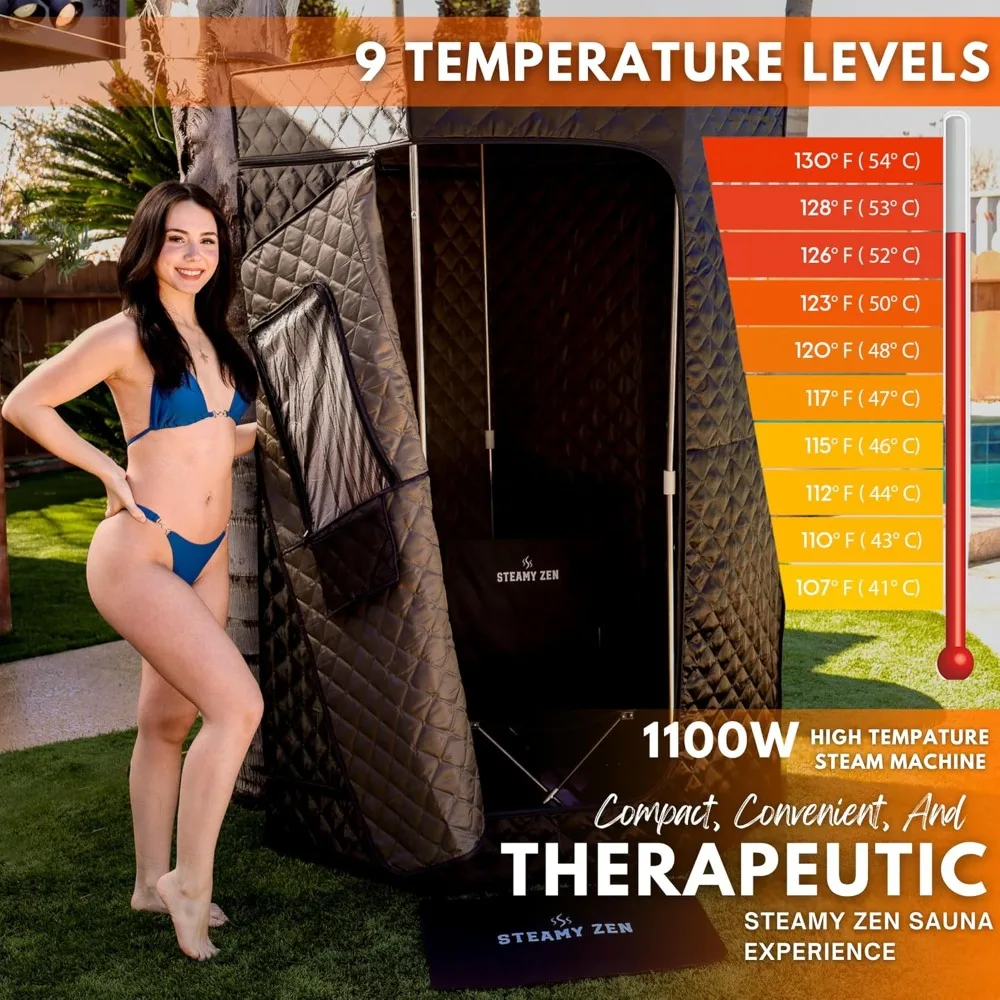 Portable large home steam sauna with 3 liters large capacity steam engine, 1100W, sauna spa experience