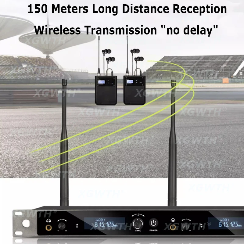 نظام مراقبة داخل الأذن ، UHF لاسلكي لعودة المسرح مع سماعة ، 2 قناة Beltpack المتلقي ، الغناء الصوتي ، DJ استوديو الصوت
