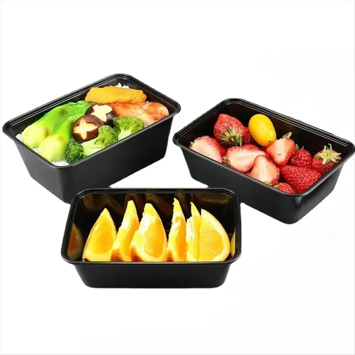 A08I 1000ml Thick Disposable Takeaway Lunch Box Tableware Can Be Microwave Heated Rectangular Plastic Bowl Food Packaging Box