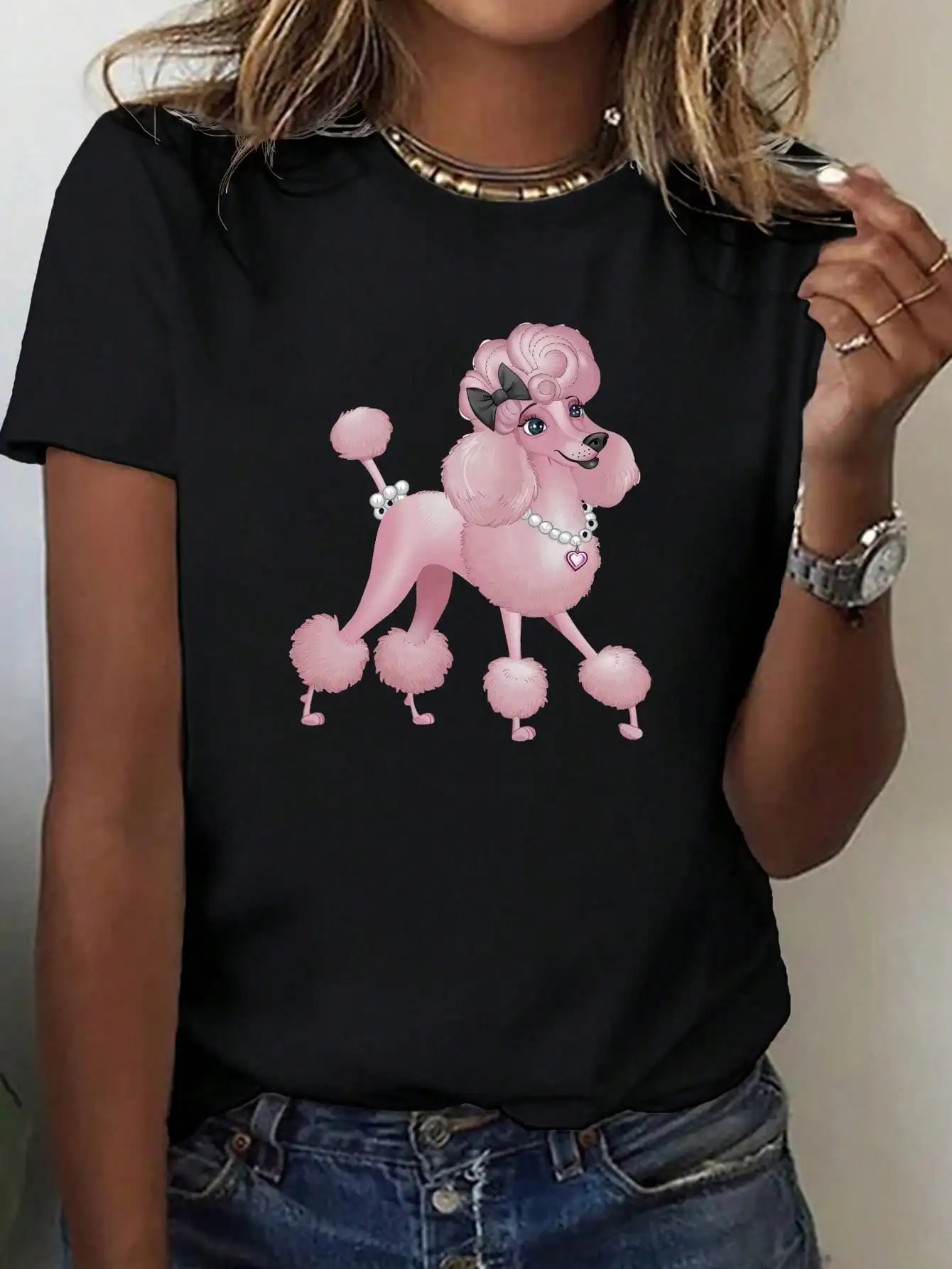 

Poodle Pearls Cotton Women's T-Shirt With Comfortable Fit