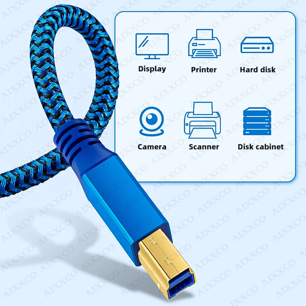 AIXXCO USB Printer Cable USB 3.0 Type A Male to B Male USB Cable for Canon Epson ZJiang Label USB 3.0 2.0 Scanner Printer Cord