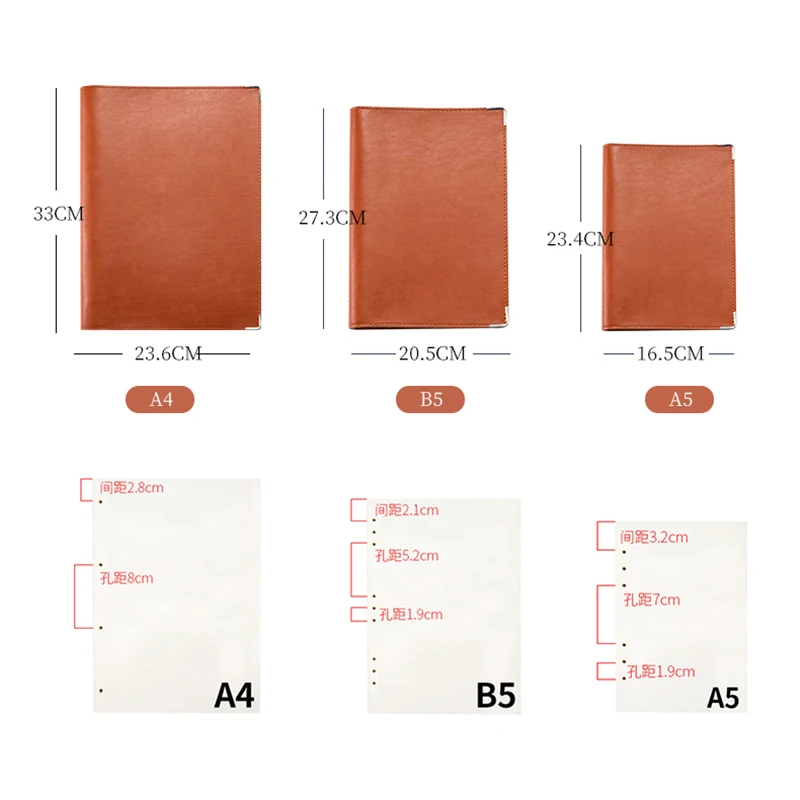 B5 Loose-leaf Leather Cover with 9 Hole Ring Binder Personalized Notebook Free Name Engraving Journal Book Cover Stationery Gift