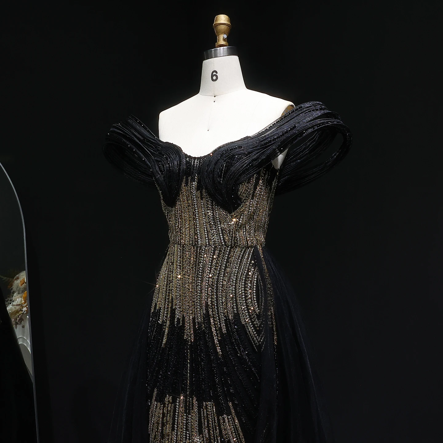 شارون سعيد فستان سهرة فاخر مطرز بحورية البحر مع تنورة أنيقة بدون أكتاف للحفلات الراقصة للنساء SS717 مخصص