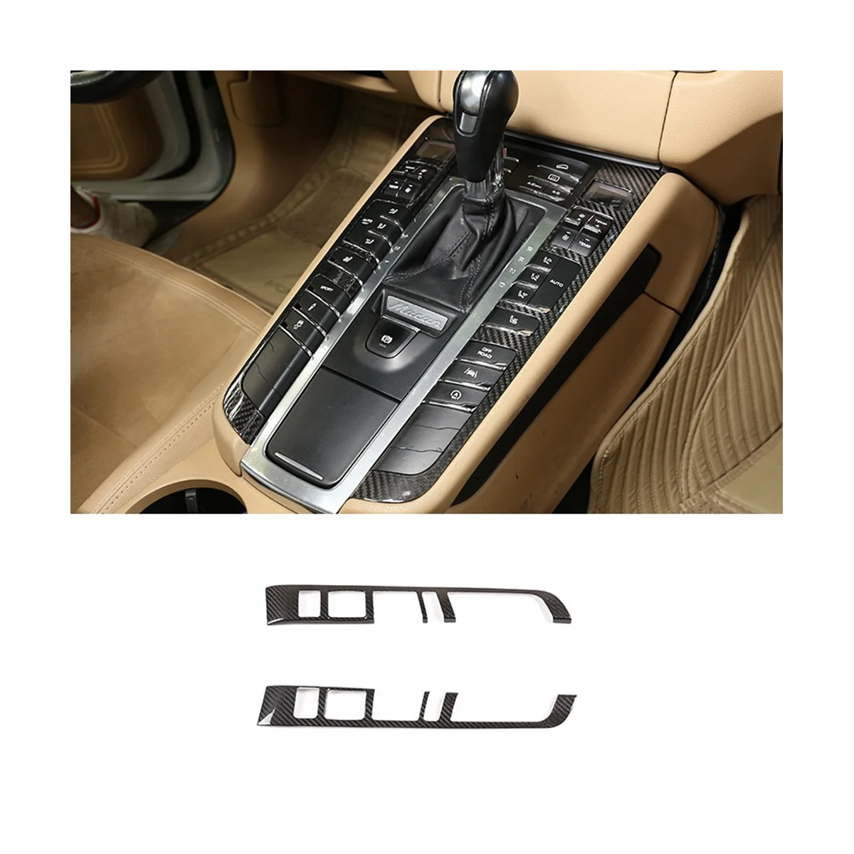 

For Porsche Macan 2014-2020 Dry Carbon Fiber Center Console Gear Button Frame Cover Trim Sticker Car Accessories