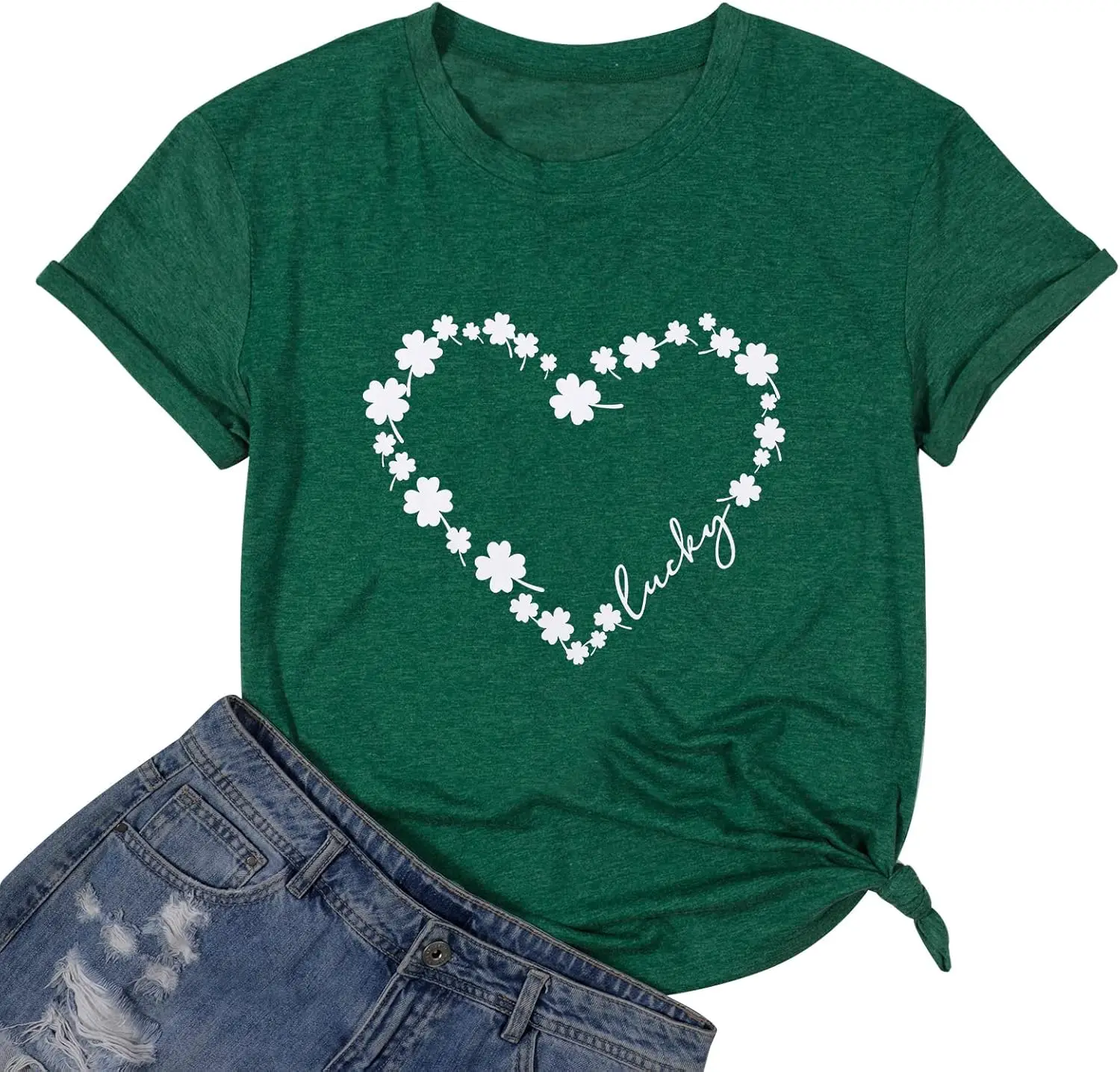 St. Patrick's Day T-Shirt Women St Patricks Rainbow Shirt Shamrock Lucky Graphic Shirt Lucky Gift Tee Tops