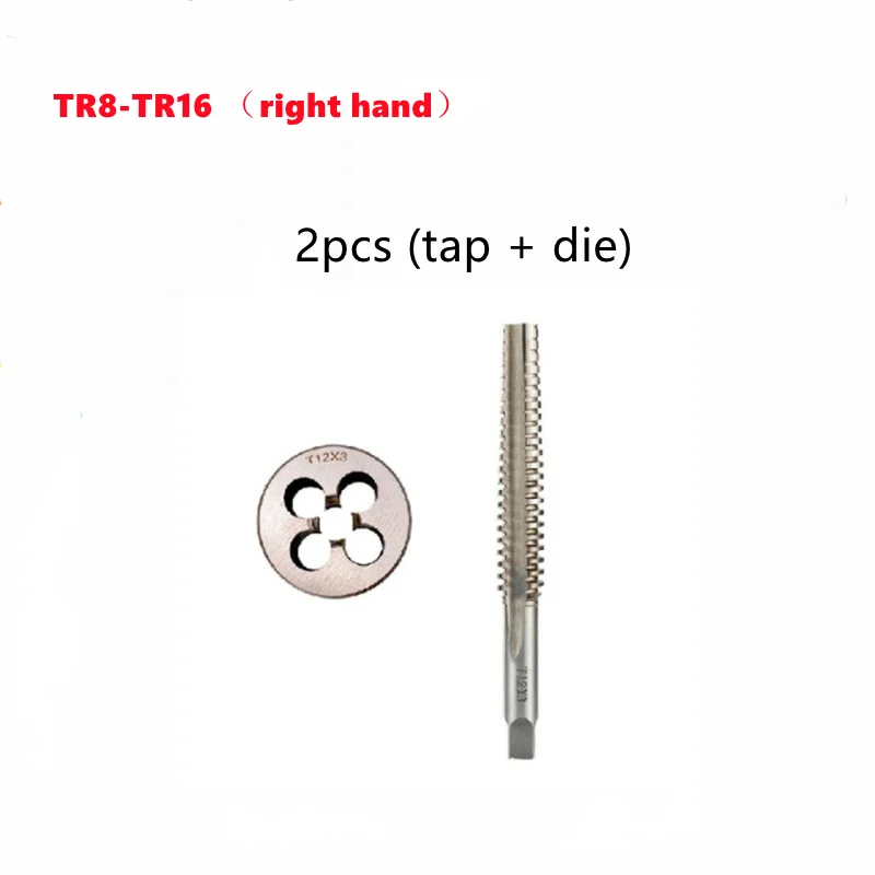 

2pcs Machine Tap + Die Combo Set TR8/TR10/TR12/TR14/TR16 Right Hand Hand Tap Hardware Tool Tap Set