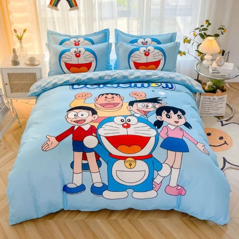 

Новинка Doraemon Kawaii Мультфильм синий толстый человек Милая Nobita Shizuka толстый тигр маленький муж простыня покрывало из четырех частей Подарочный набор