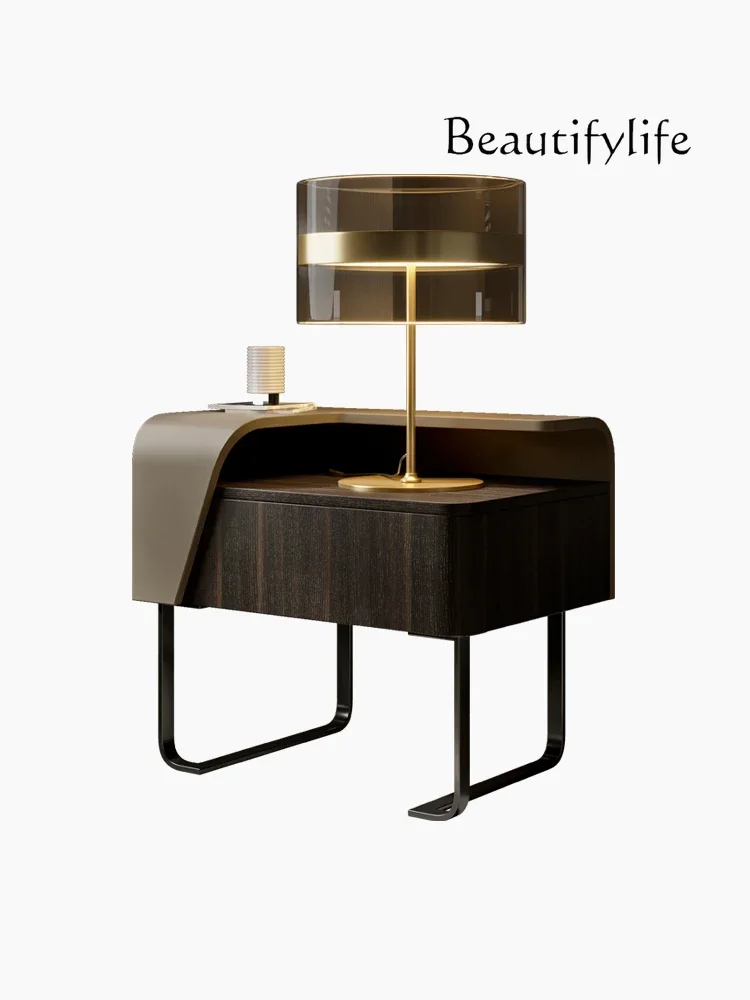 

New bedside table Italian minimalist light luxury bedroom small bedside table creative storage locker