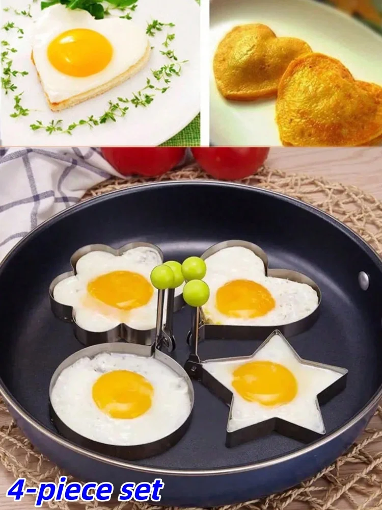 Molde de acero inoxidable para huevos, anillos redondos para panqueques de cocina, juego de herramientas para hornear huevos fritos y tortilla para desayuno