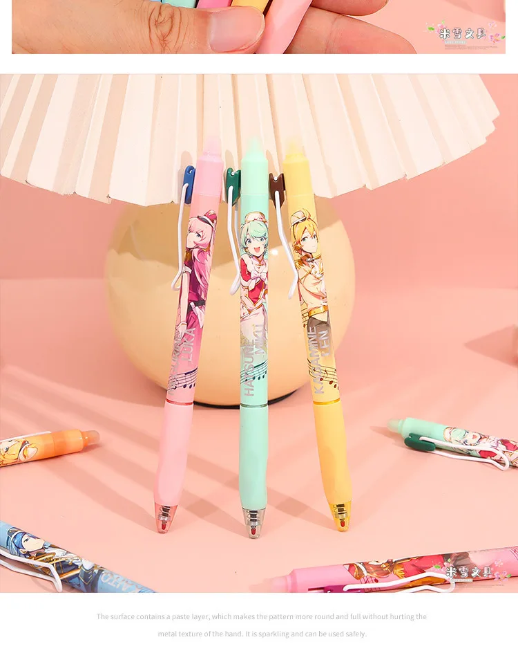 6 قطعة جديد ل Miku قابل للمسح هلام القلم 0.5 مللي متر طالب محايد الكرة القلم مكتب اللوازم المدرسية القرطاسية هدية الكريسماس