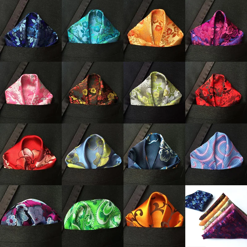 Luxury Men's Handkerchief Floral Flower Hankies Hanky Business Pocket Square Chest Towel 25*25CM