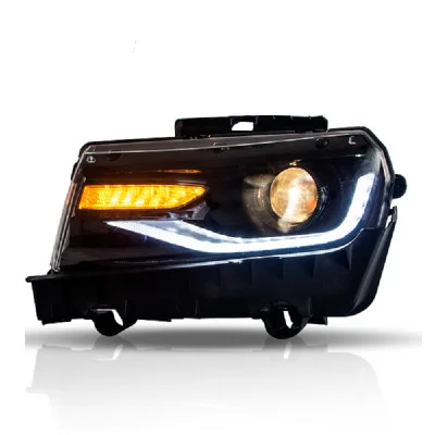 Car Headlight Fit for Chevy Camaro 2014 2015 Headlamp with moving turn signal Dual Beam Lens