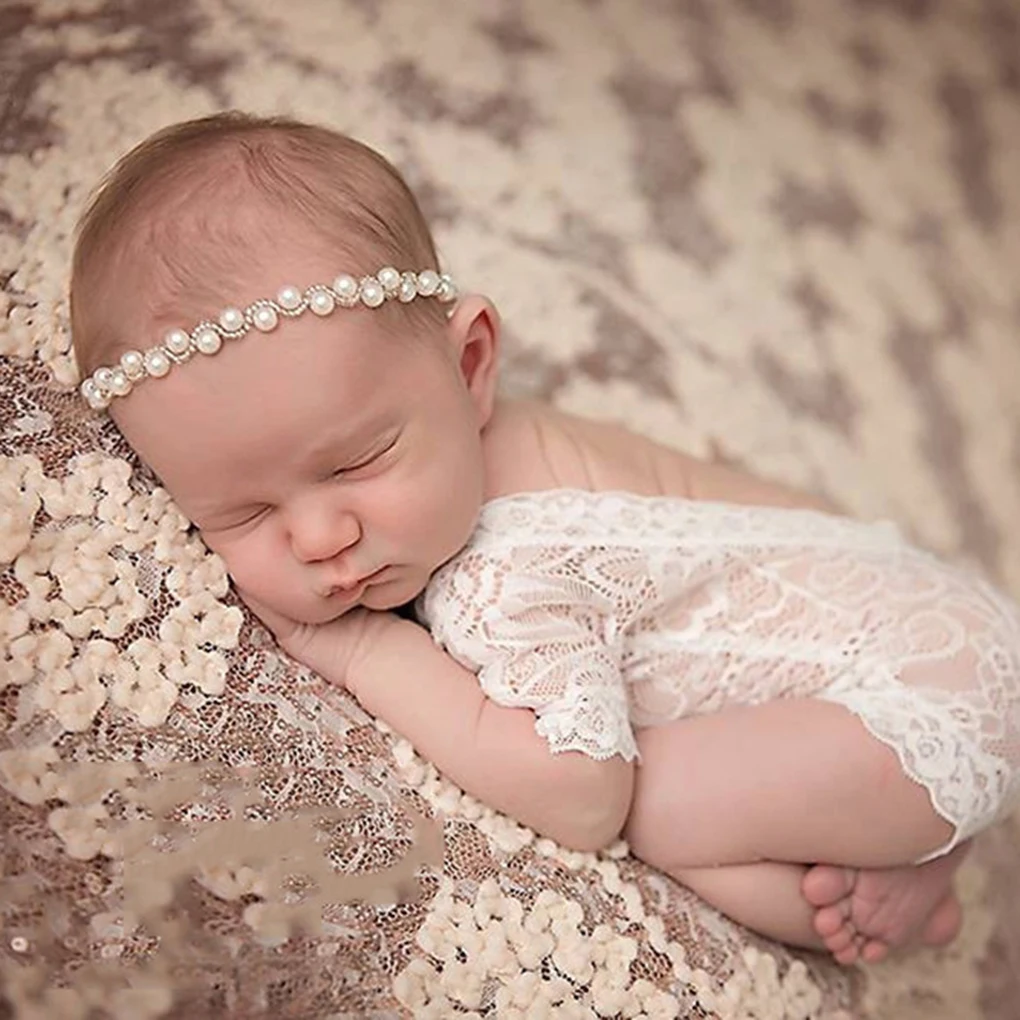 Kids Crystal Pearl Flower Headband Faux Pearl Rhinestones Headdress Child Glitter Headpiece