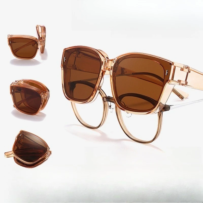 

Fashion Polarized Folding Sunglasses Cover Over Myopia Prescription Glasses Portable Men Women Vintage Fishing Driving Eyewear