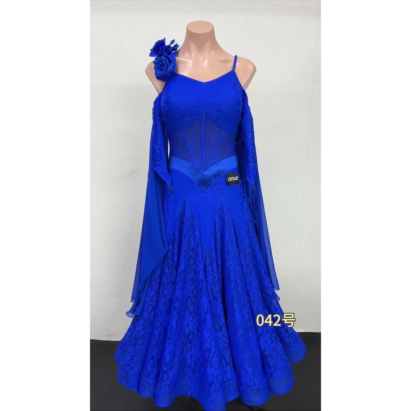 Waltz Ballroom Dance Competition Dress Royal Blue Lace Long Dress Social Dance Costume Prom Stage Performance Dresses  BL18098