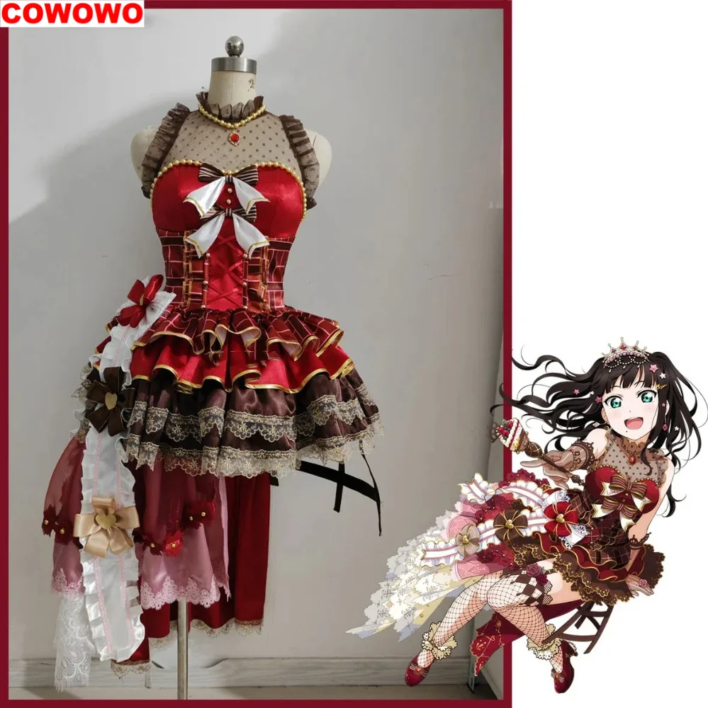 COWOWO Anime Lovelive Aqours Valentine's Day Awakening Riko Kanan Game Suit Gorgeous Dress Cosplay Costume Halloween Outfit