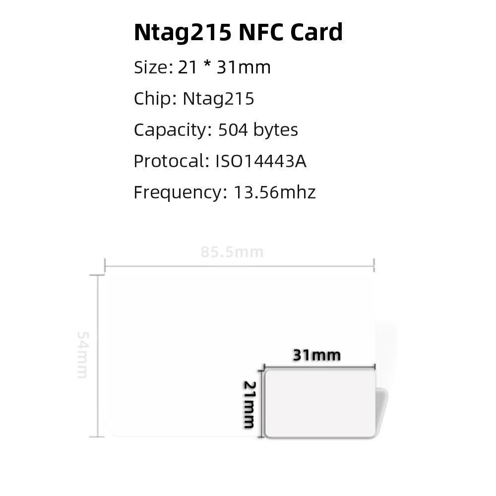 5YOA 100pcs NFC Card Ntag215 Card monete Badge 215 Chip Key 13.56MHz Ultralight Universal ISO IEC14443A 25mm PVC impermeabile